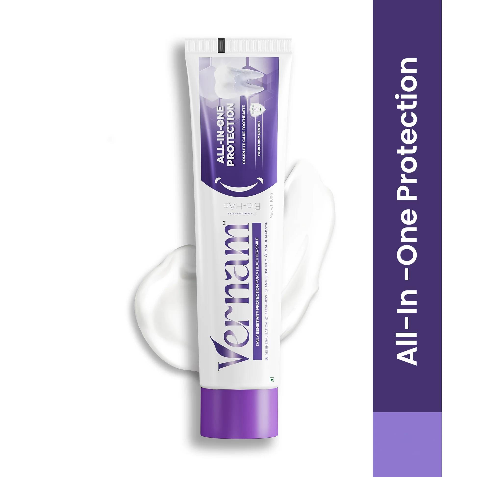 Vernam All in One Hydroxyapatite Toothpaste – Sensitivity Repair & Relief, Enamel Strengthening & Natural Whitening | Fluoride-Free Daily Oral Care for Strong Teeth & Fresh Breath